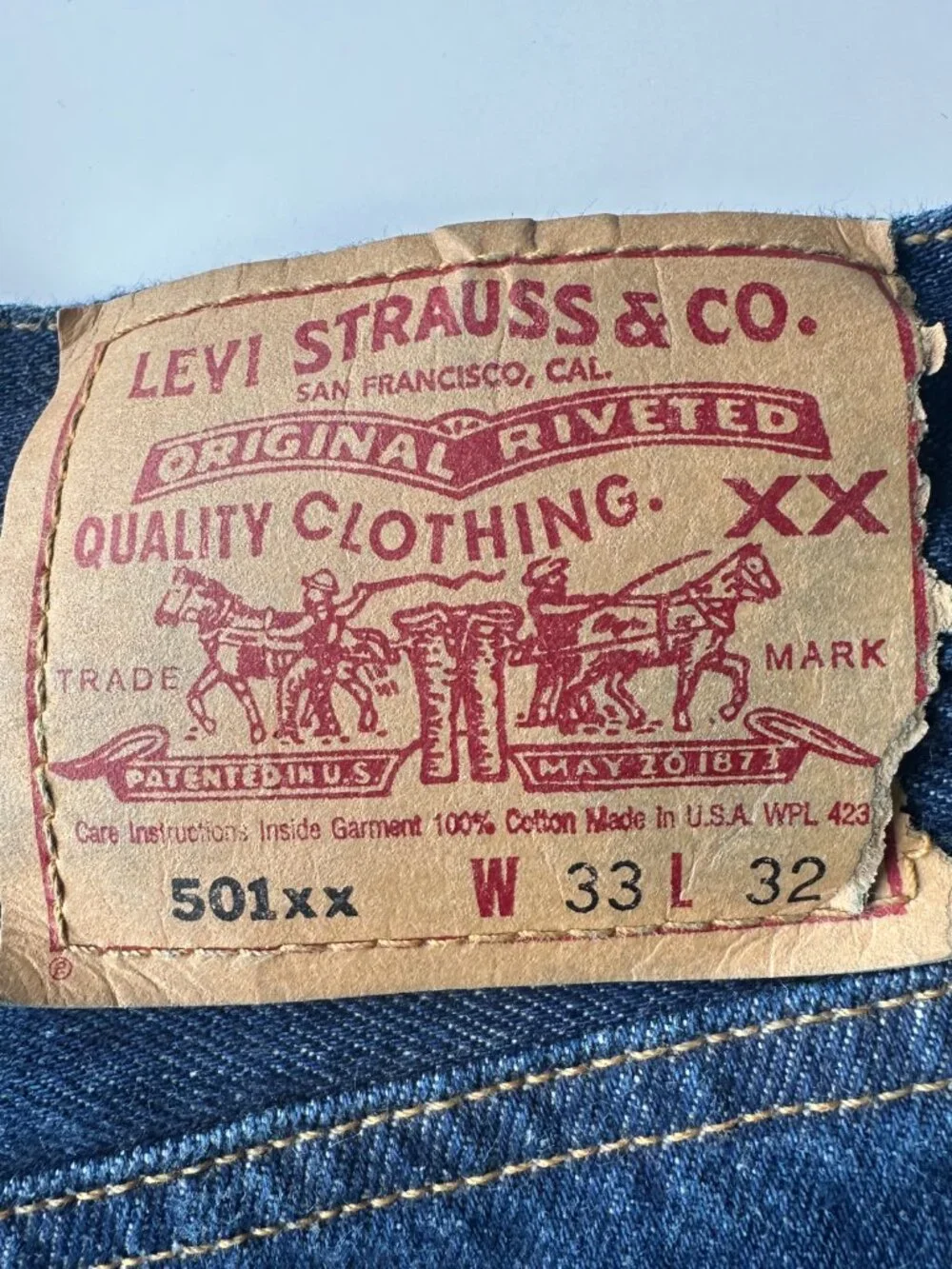 Vintage Levi's 501xx Made in USA Button Fly Jeans W31 L29 Dark Wash Heritage